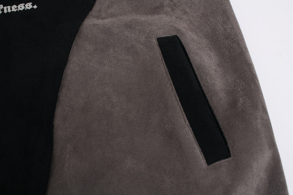 Unisex Suede Patchwork Hoodie