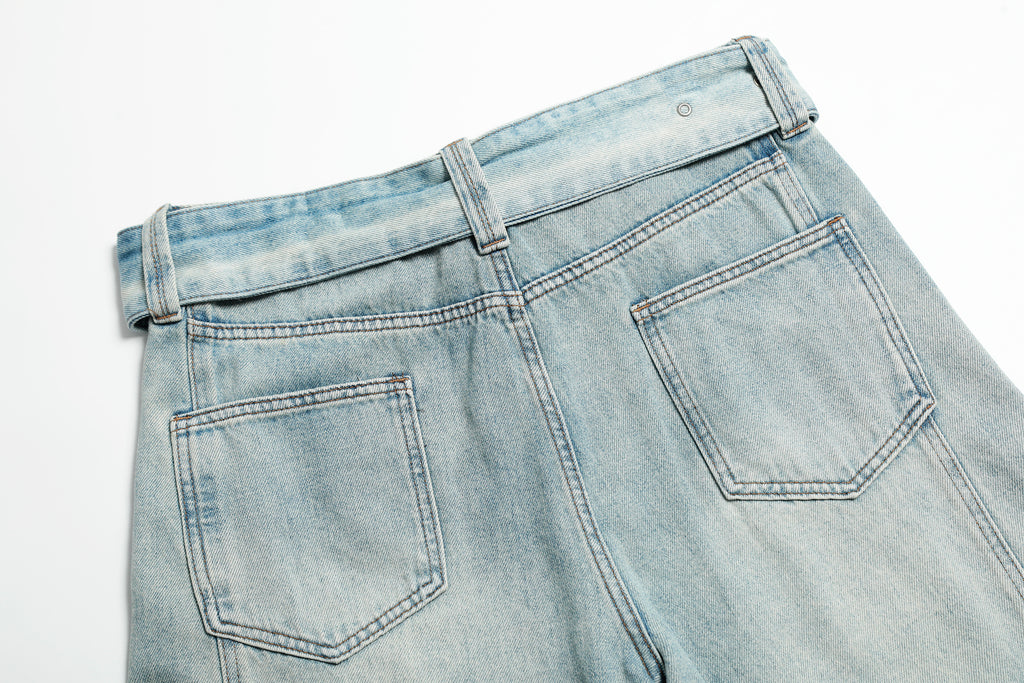 DONOTLOGO Urban Heritage Collection | Unisex Oversized Cropped Denim | Retro Aesthetic High-Rise Wide-Leg Bottoms with Authentic Fade Detail