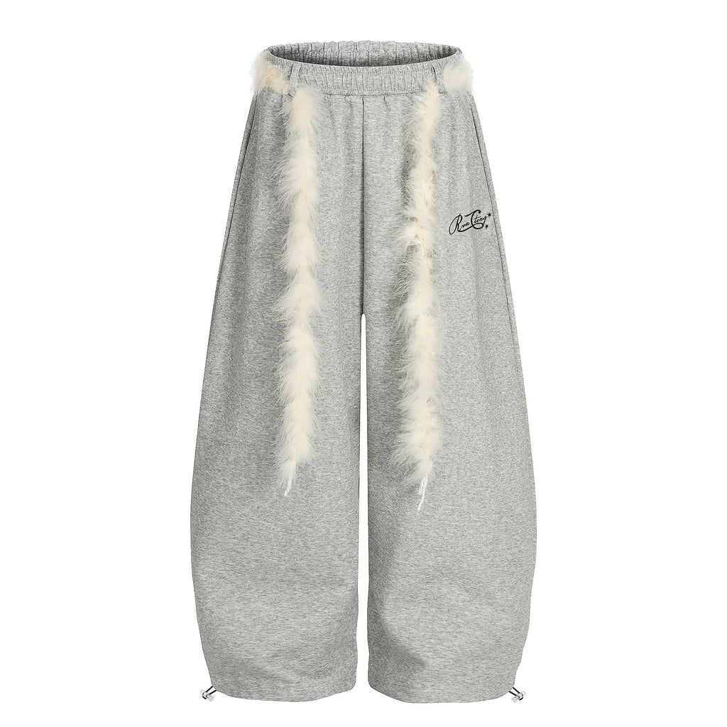 DONOTLOGO Urban Streetwear Collection | Unisex Relaxed Silhouette Sweatpants | Bold Faux Fur Motif & Soft Cotton Knit Fabric