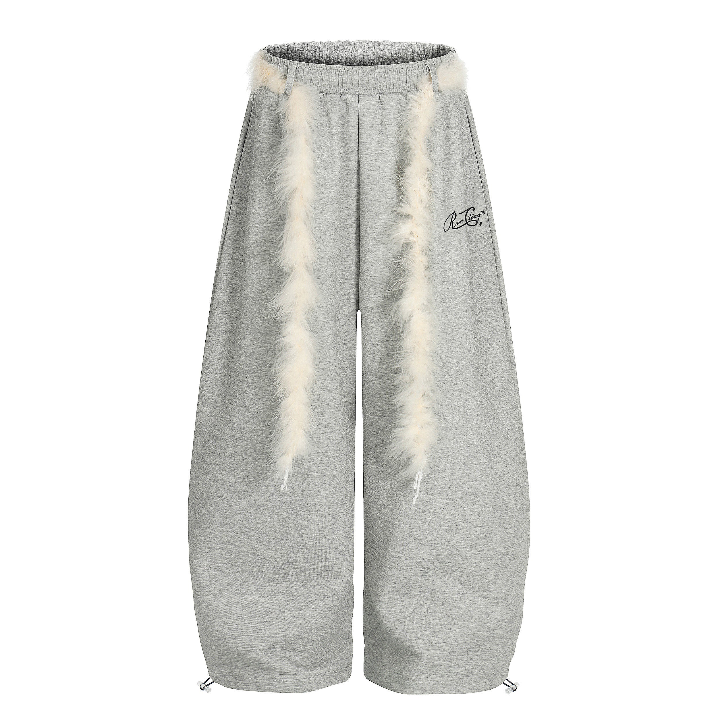 DONOTLOGO Urban Streetwear Collection | Unisex Relaxed Silhouette Sweatpants | Bold Faux Fur Motif & Soft Cotton Knit Fabric