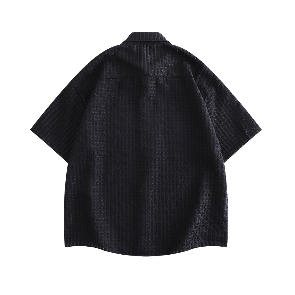 DONOTLOGO Waffle Knit Shirt | Star Embroidery, Relaxed Fit | Breathable Short Sleeve | Perfect for Summer Layering