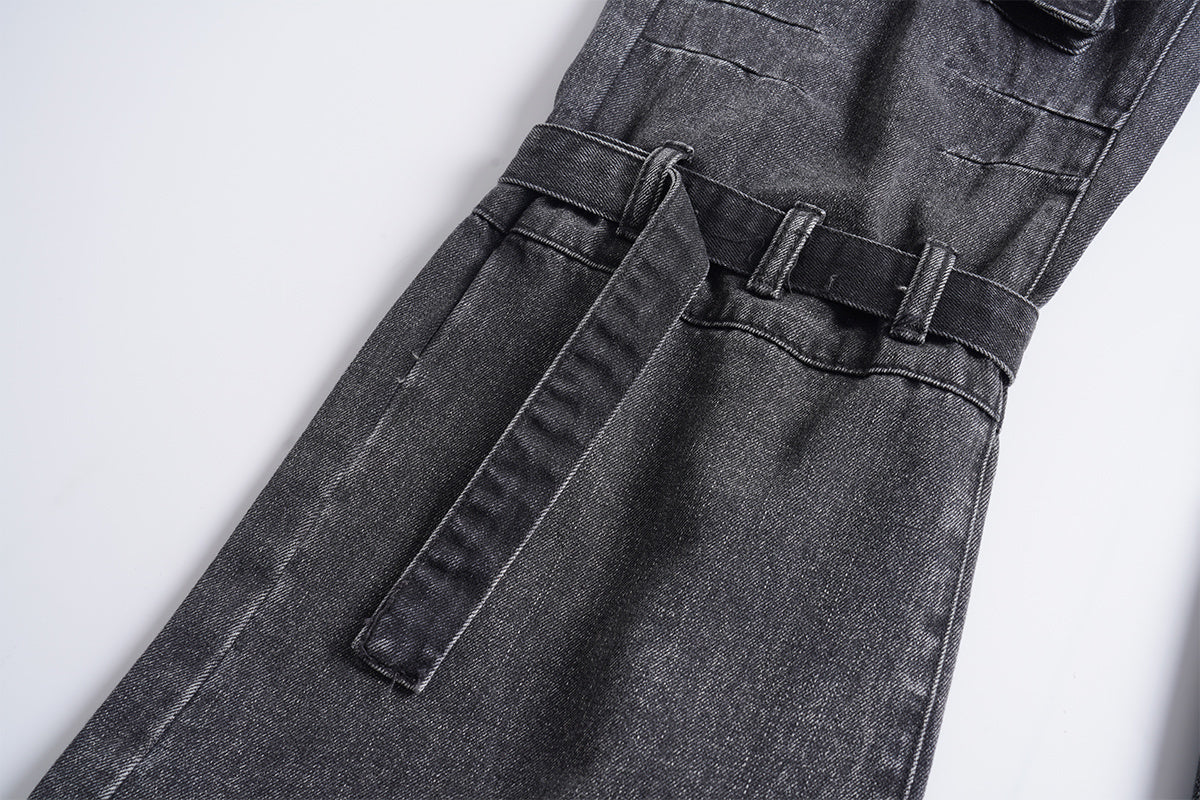 Vintage Washed Zippered Jeans