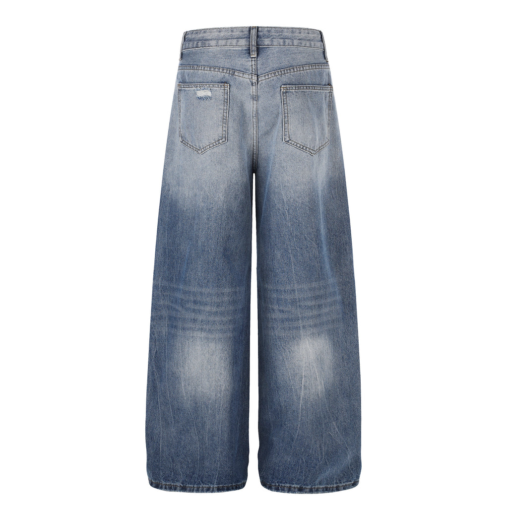 DONOTLOGO Urban Edge Collection | Unisex Relaxed Fit Denim Jeans | Bold Cat Whisker Seaming & Faded Wash Finish with Classic Cotton Denim Fabric