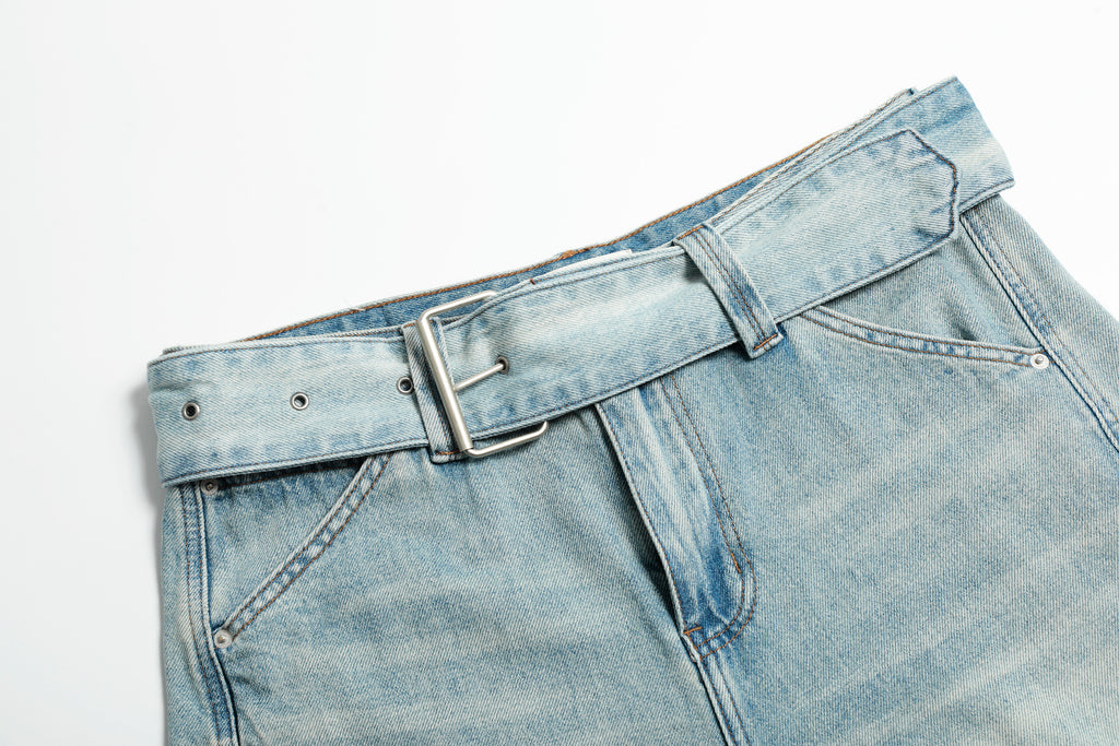 DONOTLOGO Urban Heritage Collection | Unisex Oversized Cropped Denim | Retro Aesthetic High-Rise Wide-Leg Bottoms with Authentic Fade Detail