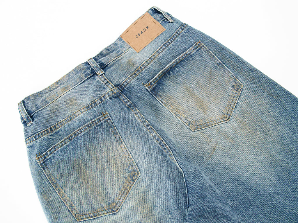DONOTLOGO Oversized Distressed Denim Jeans - Unisex Baggy Trousers with Ripped Knees & Whisker Effect - Edgy Streetwear Bottom with Wide Leg Silhouette