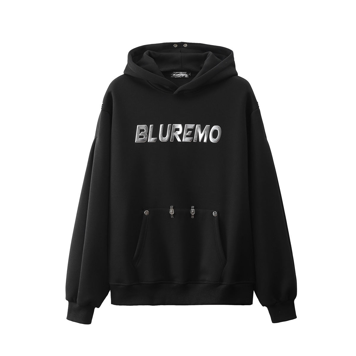 Unisex Streetwear Hoodie with Reflective Letter Print and Metal Buckles