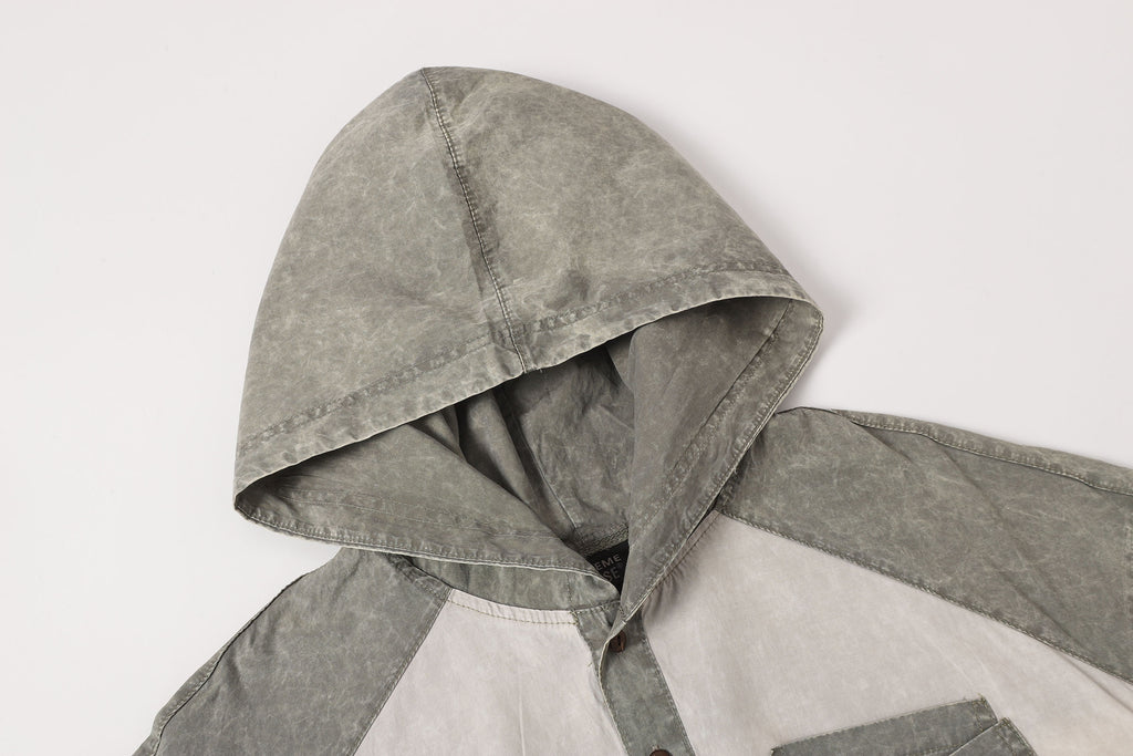 DONOTLOGO Urban Utility Collection | Unisex Relaxed Fit Hooded Tee | Bold Raglan Colorblocking & Functional Chest Pocket with Soft Washed Cotton Blend Fabric