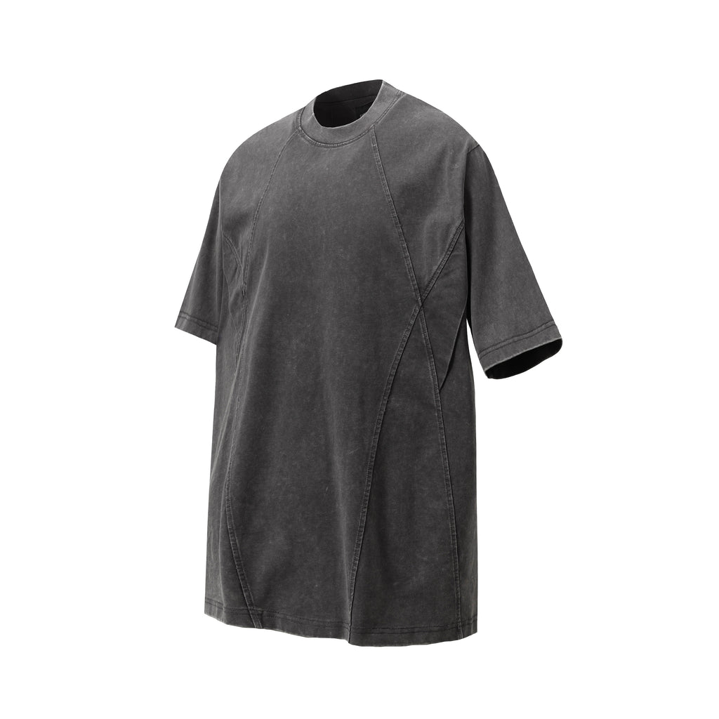 DONOTLOGO Urban Workwear Collection | Unisex Relaxed Fit Tee | Bold Panel Construction & Vintage Wash Motif with Soft Heavyweight Cotton