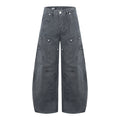 Unisex Vintage Pleated Studded Jeans