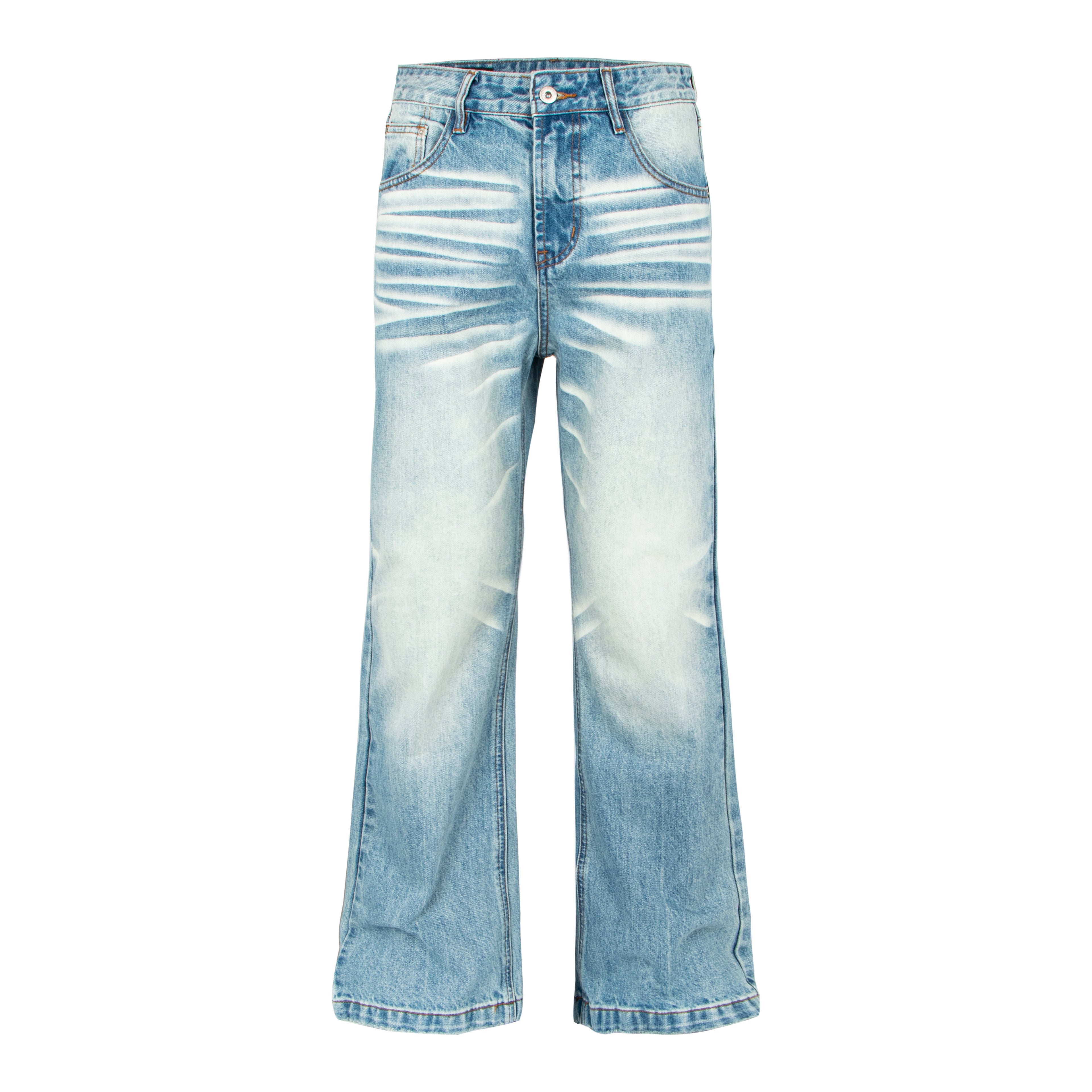 Vintage Distressed Straight-Leg Denim Jeans