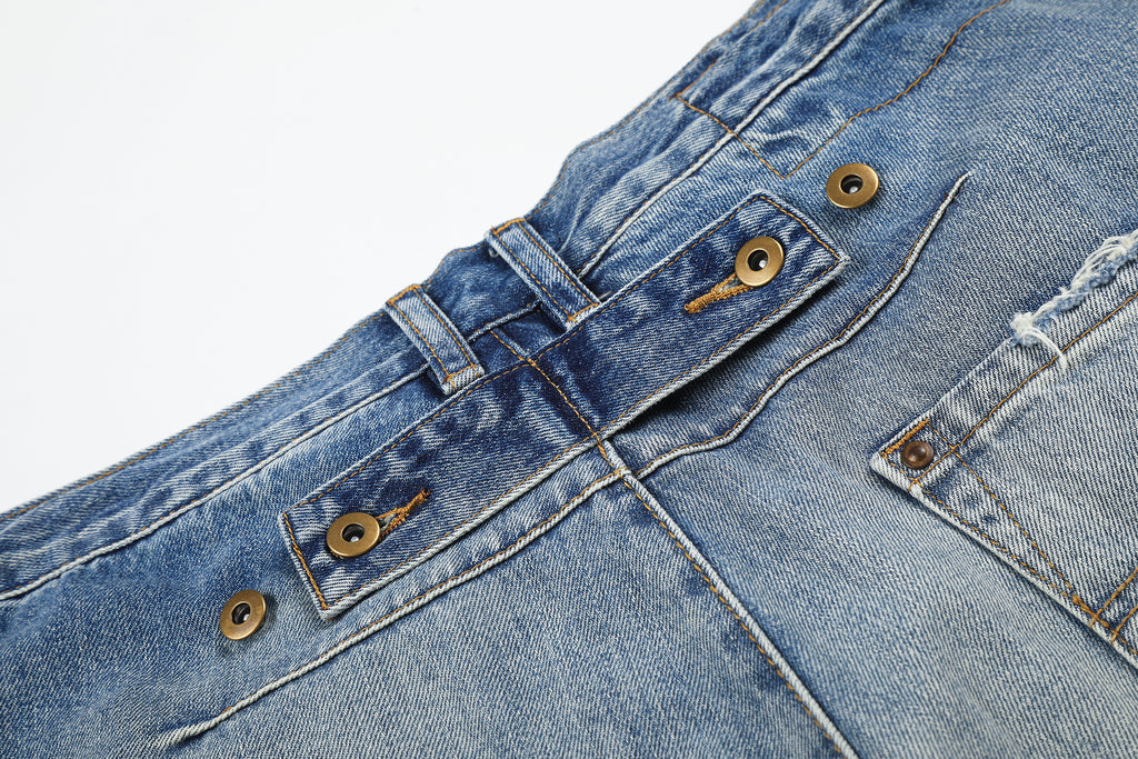 DONOTLOGO Urban Heritage Collection | Unisex Oversized Cropped Denim | Retro Aesthetic High-Rise Wide-Leg Bottoms with Authentic Fade Detail