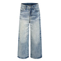 DONOTLOGO Oversized Light Wash Denim Jeans - Unisex Baggy Trousers with Distressed Whisker Effect - Edgy Streetwear Bottom with Wide Leg Silhouette & Raw Hem