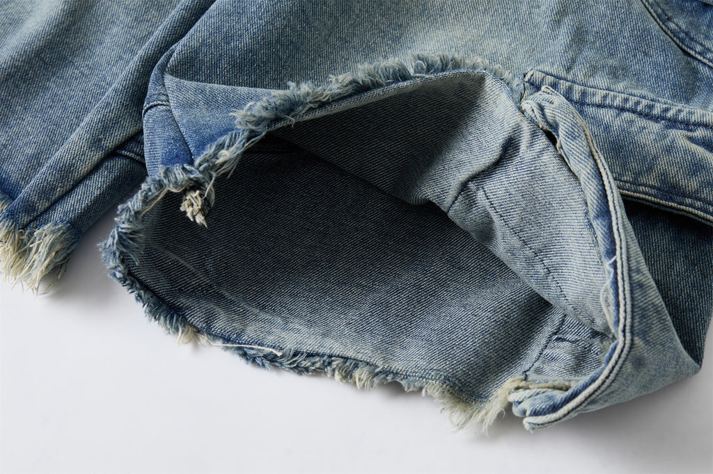 DONOTLOGO Heavy Acid Wash Baggy Cargo Jorts | Unisex Y2K Wide Leg Denim Shorts | Retro High Street Summer Bottoms