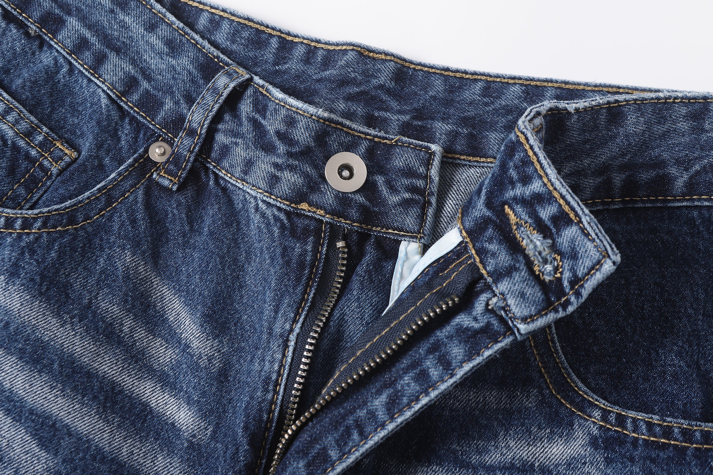 DONOTLOGO Retro Blue Baggy Denim Pants | Unisex Y2K Wide Leg Trousers with Natural Whiskering & Fade | High Street Relaxed Fit Bottoms