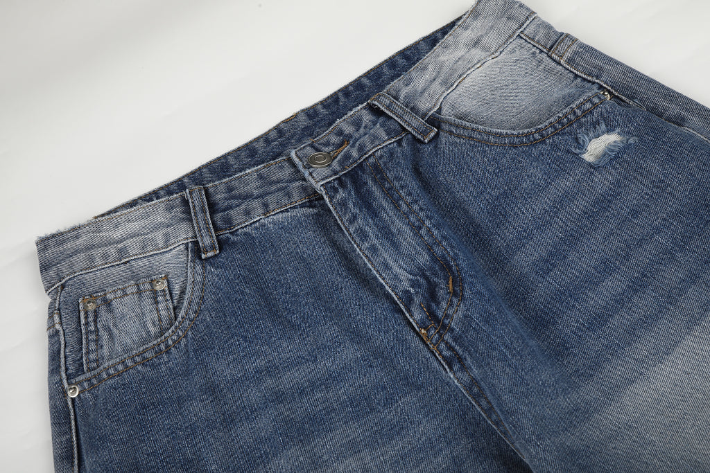 DONOTLOGO Urban Edge Collection | Unisex Relaxed Fit Denim Jeans | Bold Cat Whisker Seaming & Faded Wash Finish with Classic Cotton Denim Fabric