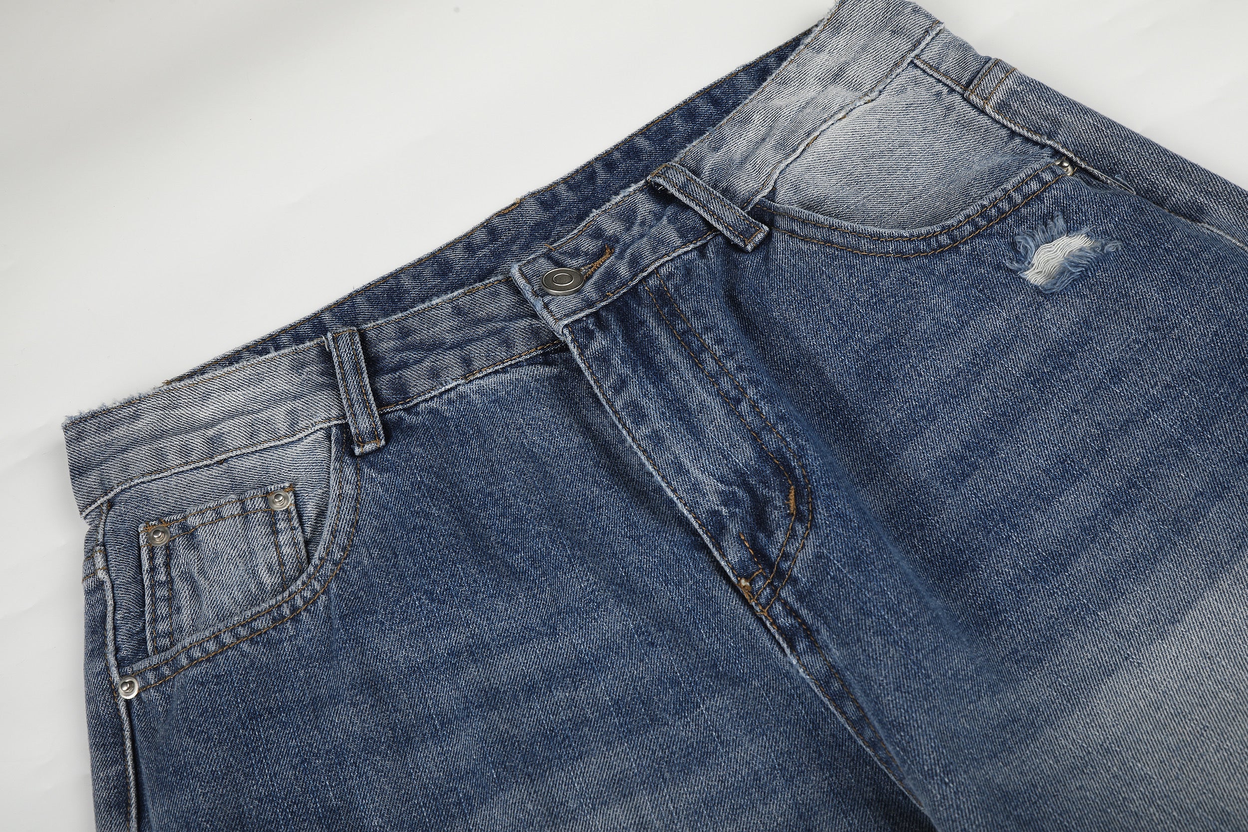 DONOTLOGO Urban Edge Collection | Unisex Relaxed Fit Denim Jeans | Bold Cat Whisker Seaming & Faded Wash Finish with Classic Cotton Denim Fabric