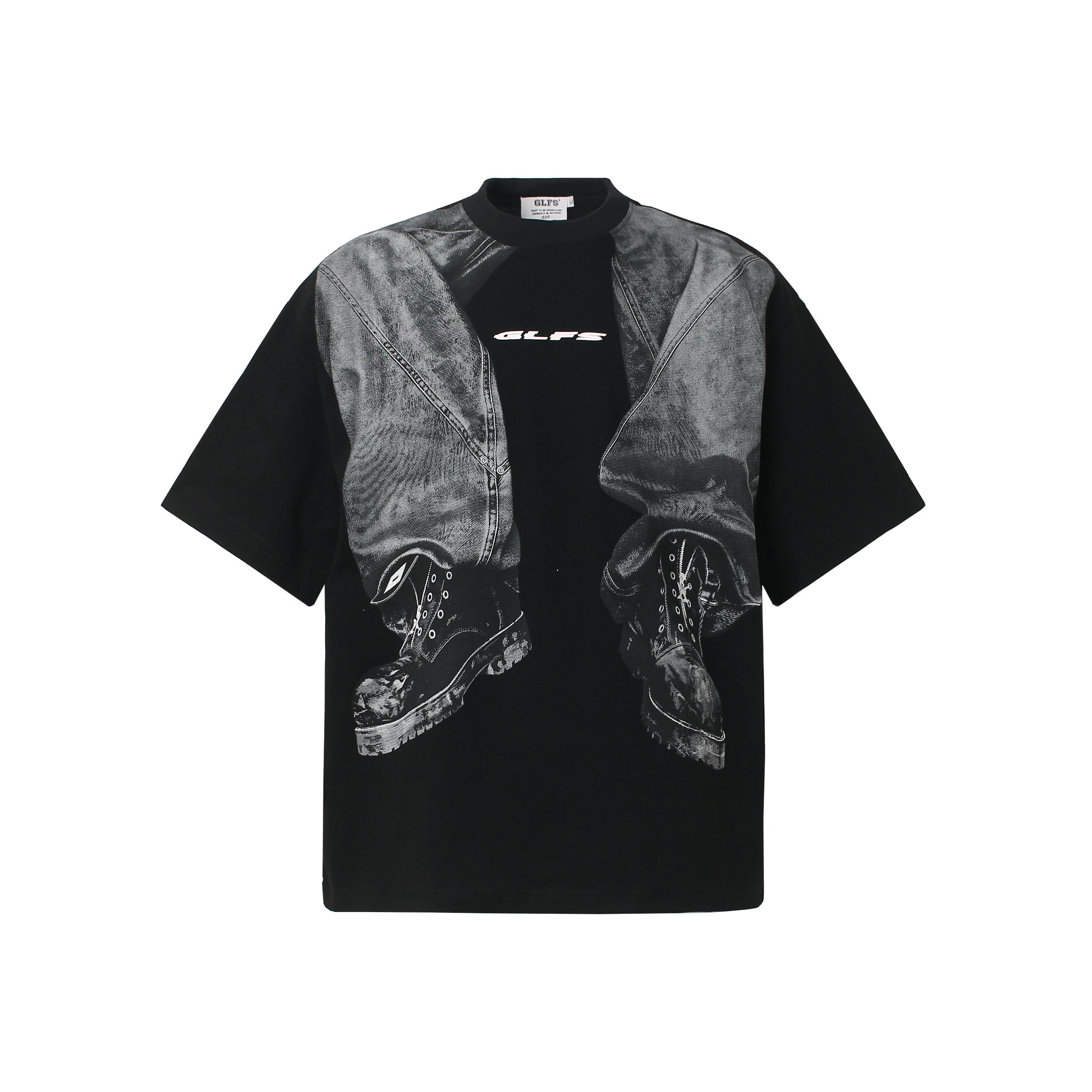 DONOTLGO Unisex Street Style Short Sleeve T-Shirt | Black Heavyweight Cotton Oversize | Martin Boots Graphic | Summer Streetwear Loose Fit Tee