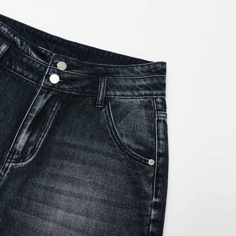 DONOTLOGO Urban Edge Collection | Unisex Relaxed Fit Denim Shorts | Bold Cat Whisker Seaming & Faded Wash Finish with Classic Cotton Denim Fabric