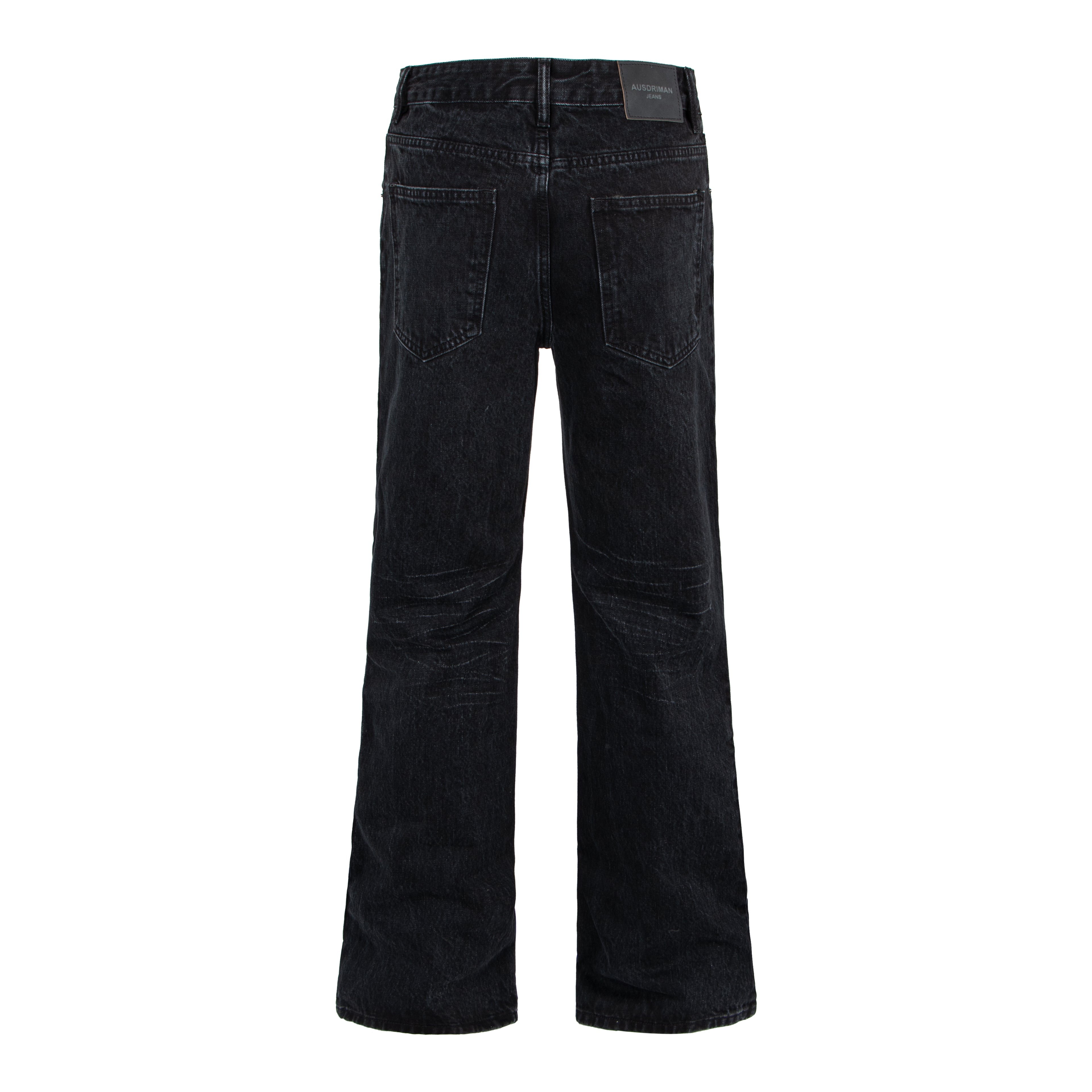 Vintage Washed Distressed Straight-Leg Denim