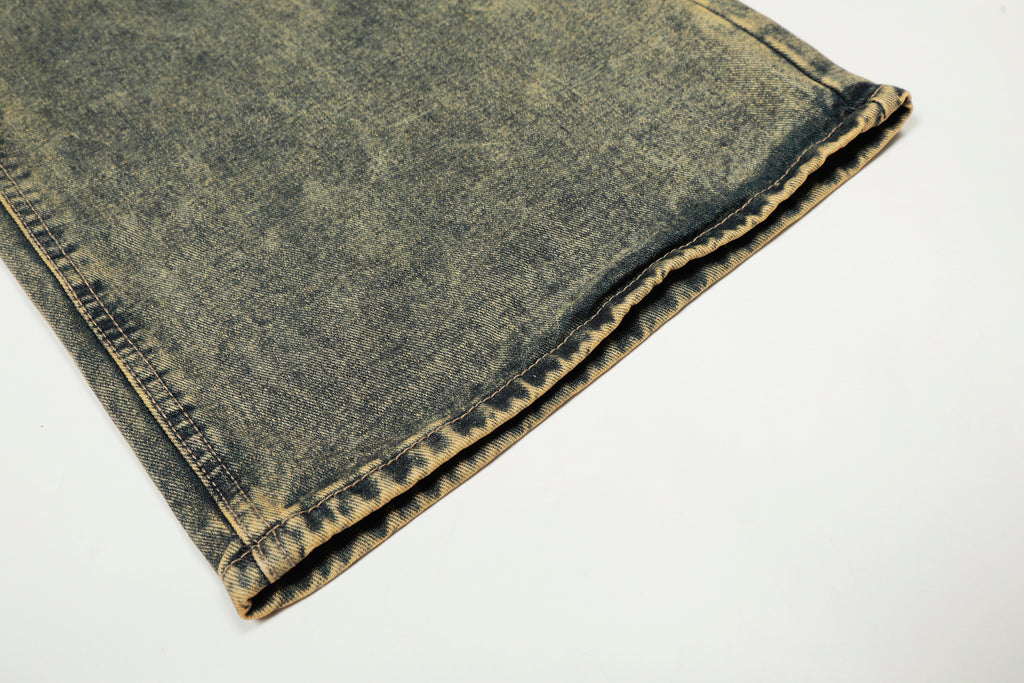 DONOTLOGO Unisex Vintage Washed Wide-Leg Jeans | Mud-Dyed Look, Distressed Detail | High-Waist Loose Fit Streetwear