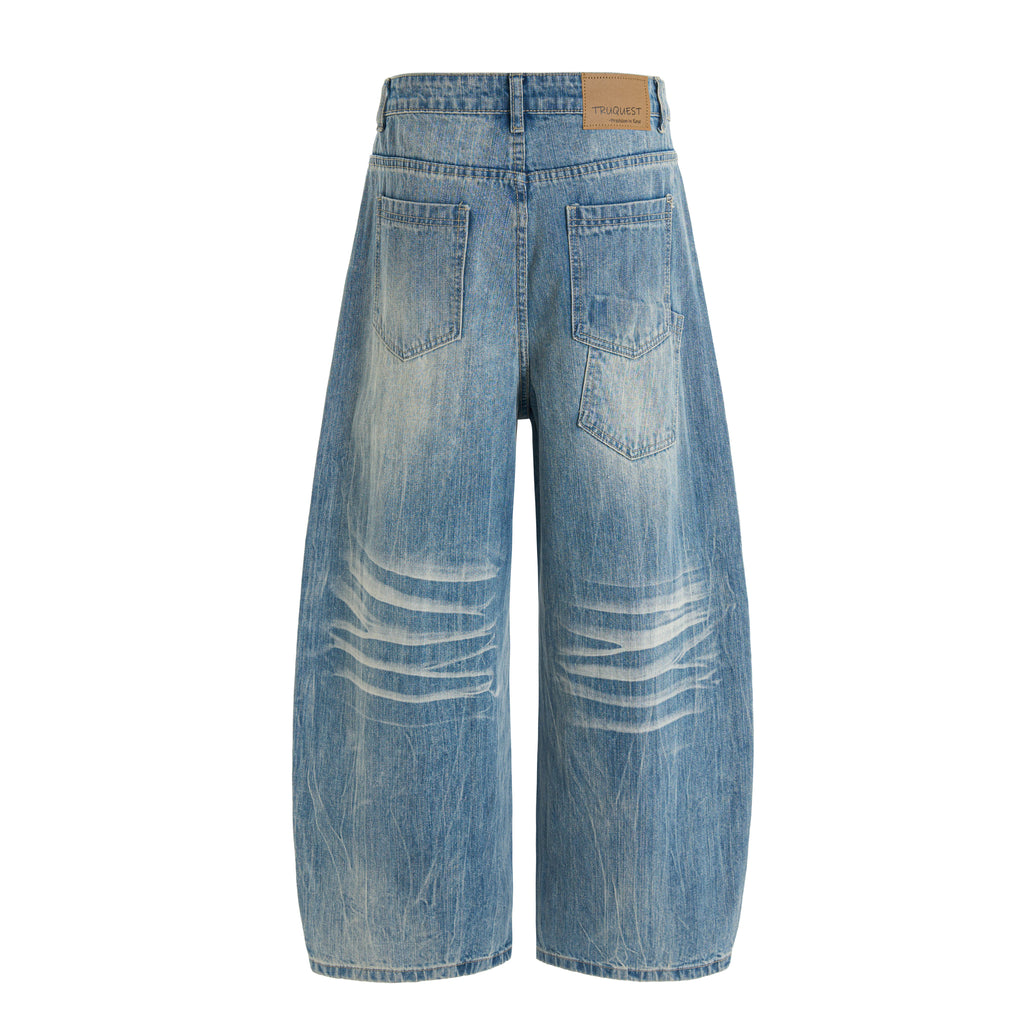 DONOTLOG Oversized Distressed Denim Jeans - Unisex Baggy Trousers with Raw Edge Rips & Whisker Effect - Edgy Streetwear Bottom with Wide Leg Silhouette