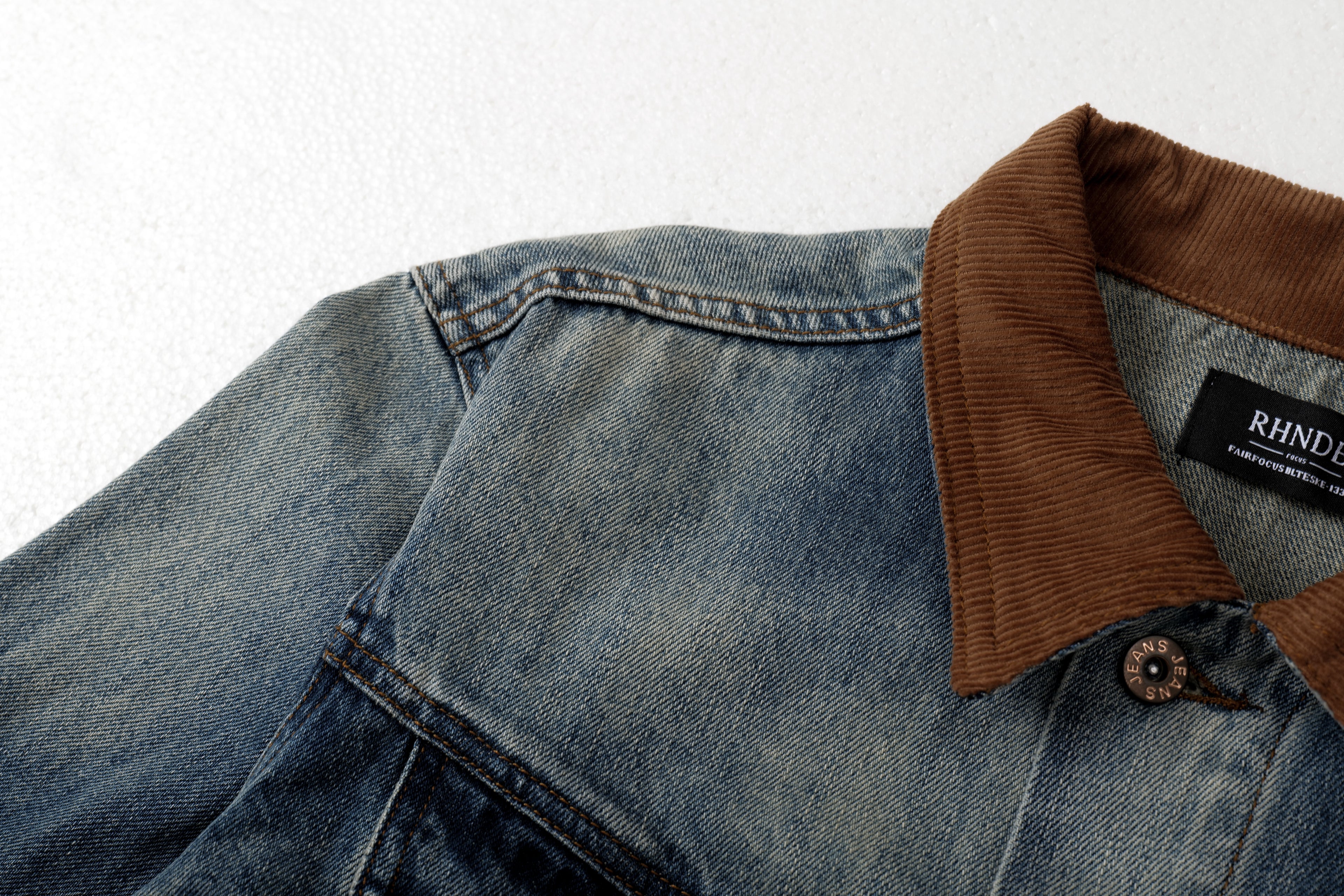 Unisex Washed Blue Corduroy Vintage Jacket