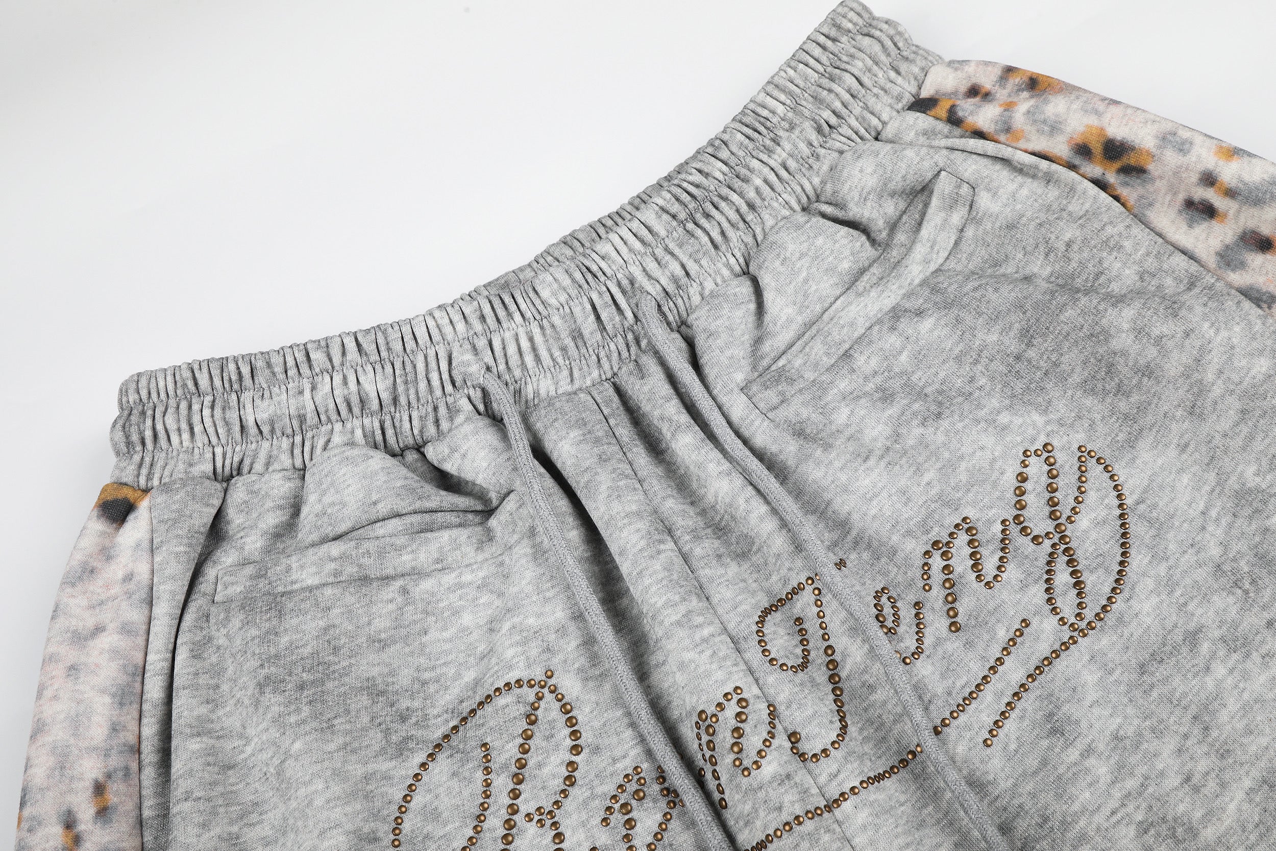 DONOTLOGO Urban Streetwear Collection | Unisex Relaxed Fit Sweatpants | Bold Leopard Motif & Rhinestone Script with Soft Cotton Blend Fabric