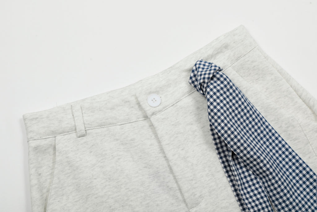 Unisex Scarf-Detail Casual Cropped Pants