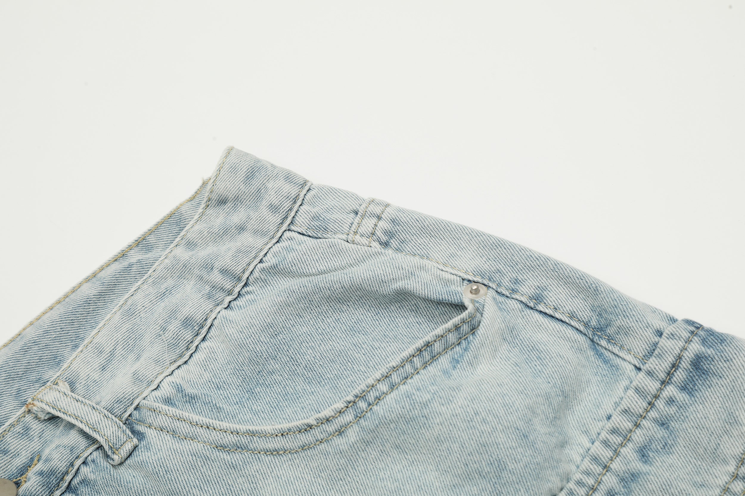 Unisex Vintage Washed Multi-Pocket Denim Cargo Pants