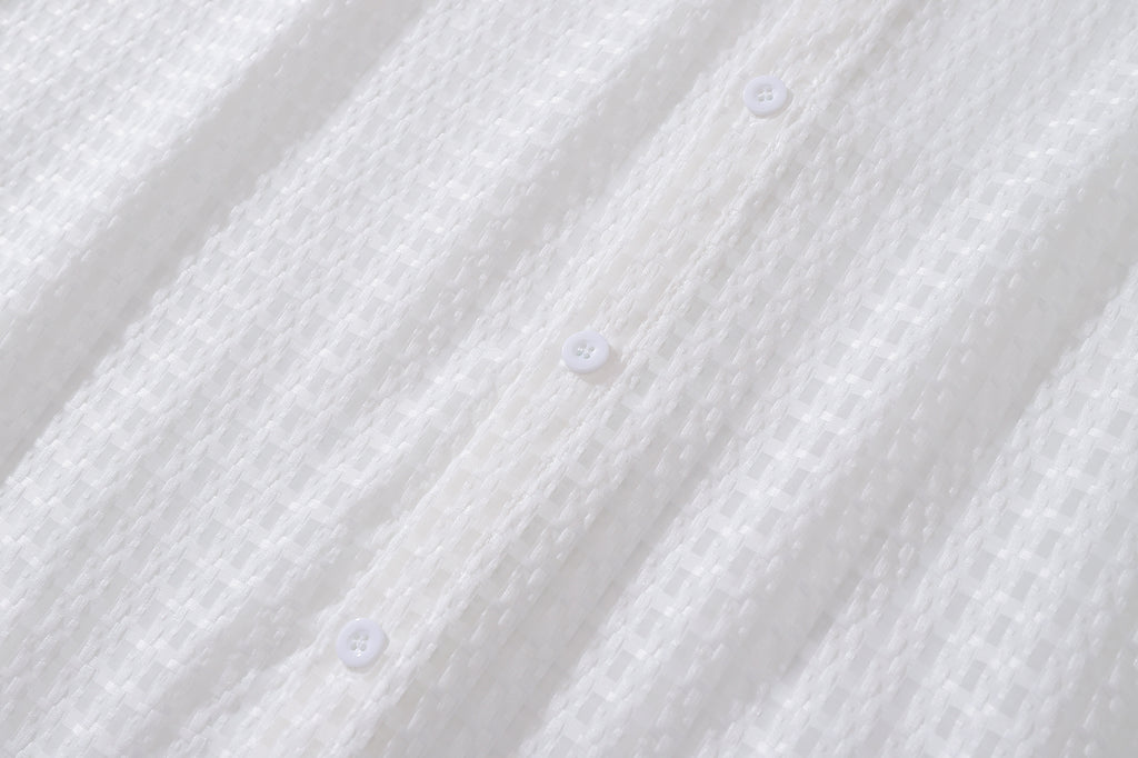DONOTLOGO Waffle Knit Shirt | Star Embroidery, Relaxed Fit | Breathable Short Sleeve | Perfect for Summer Layering