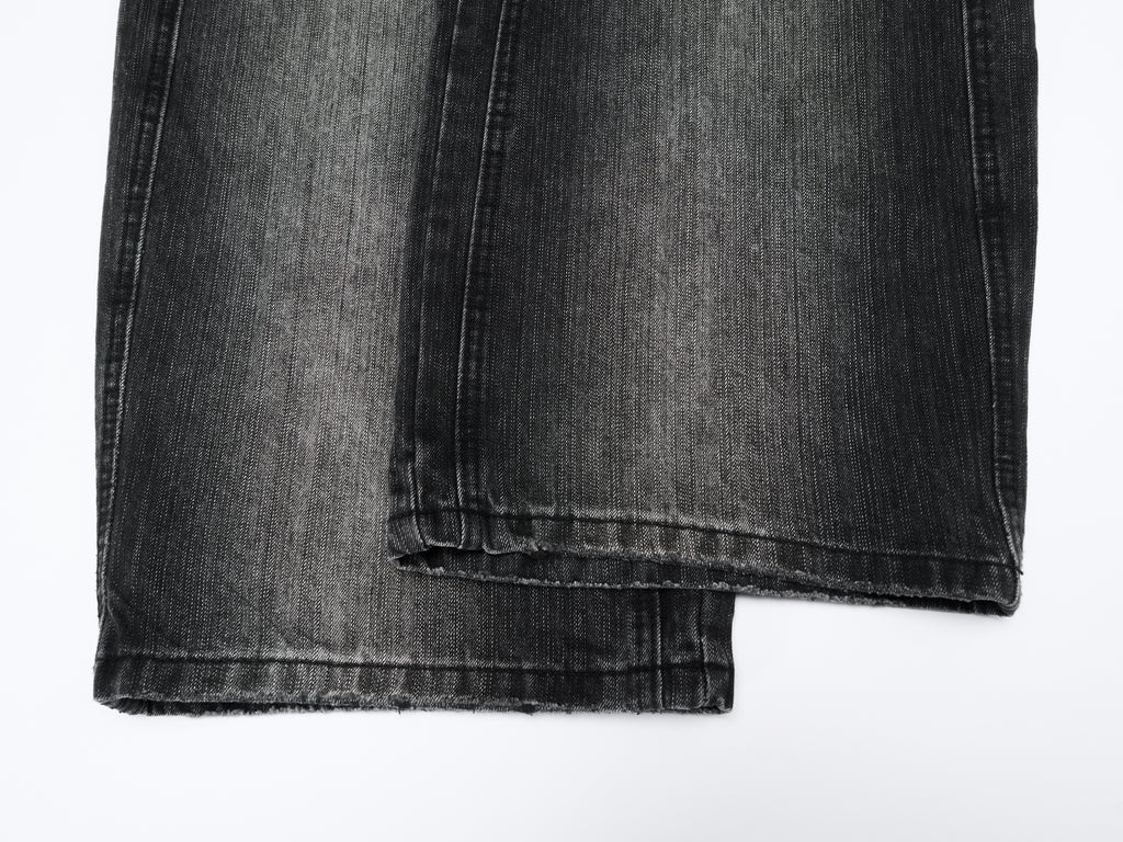DONOTLOGO Oversized Black Acid Wash Denim Jeans - Unisex Baggy Trousers with Distressed Whisker Effect - Edgy Streetwear Bottom with Wide Leg Silhouette & Raw Hem