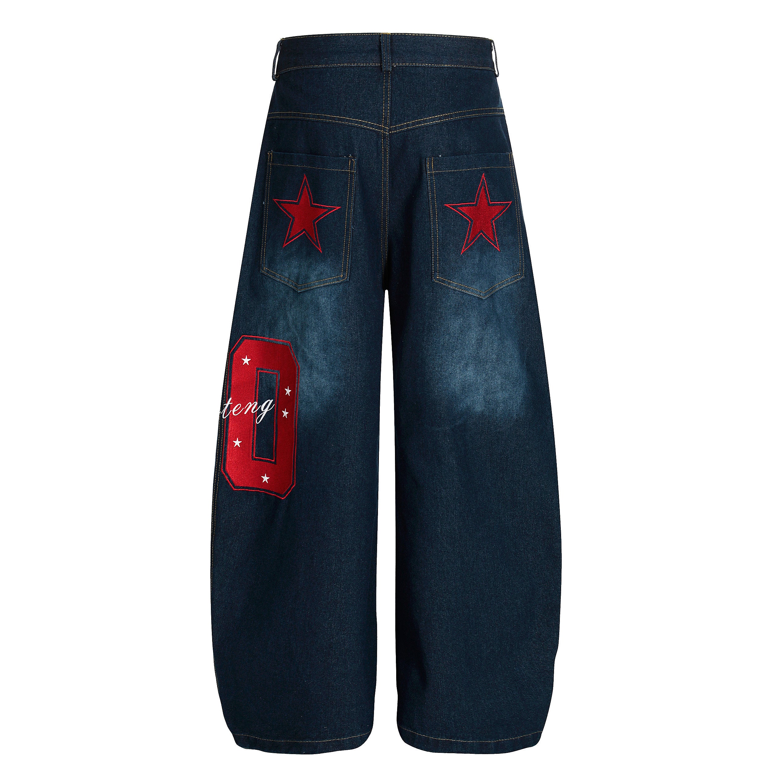 DONOTLOGO Urban Streetwear Collection | Unisex Relaxed Silhouette Jeans | Bold Number & Star Motif & Soft Denim Fabric