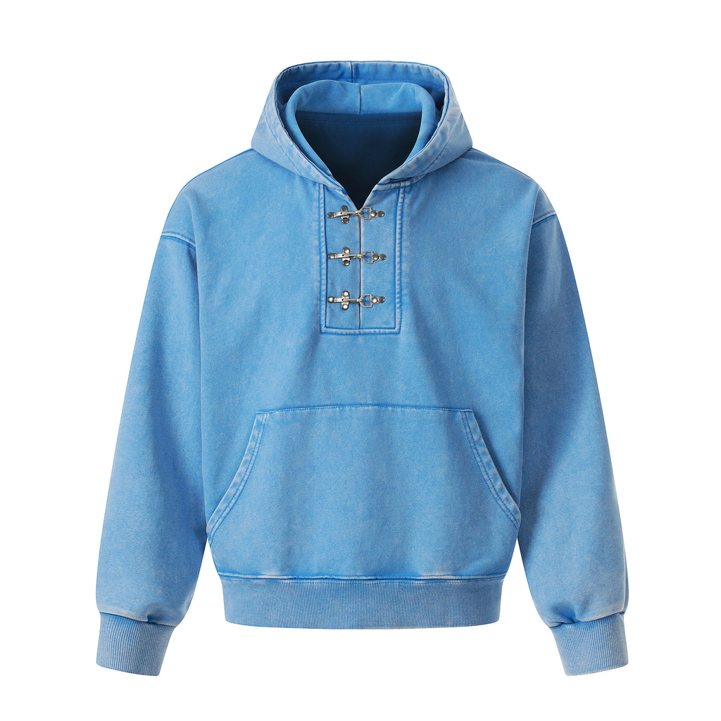 Unisex Lobster Clasp Washed Distressed Hoodie