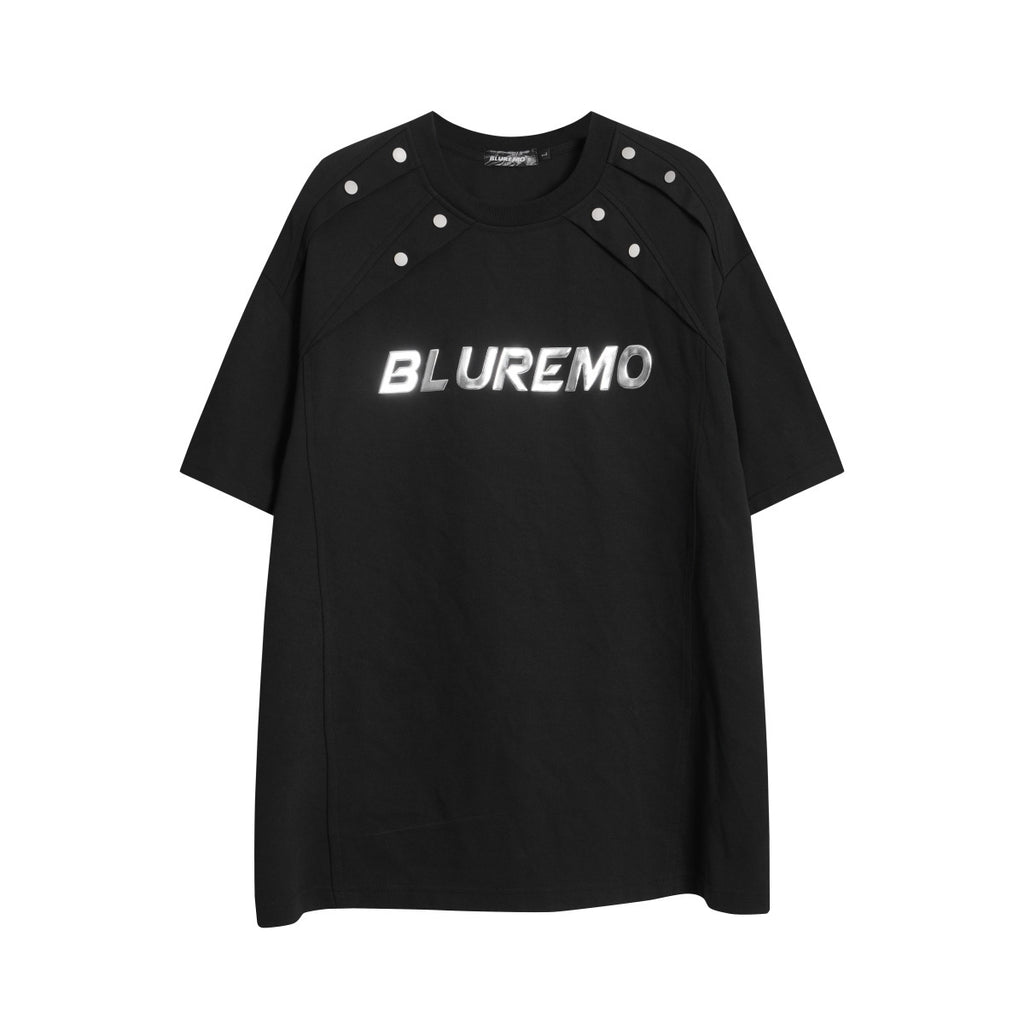Unisex Buttoned T-Shirt with Reflective Lettering