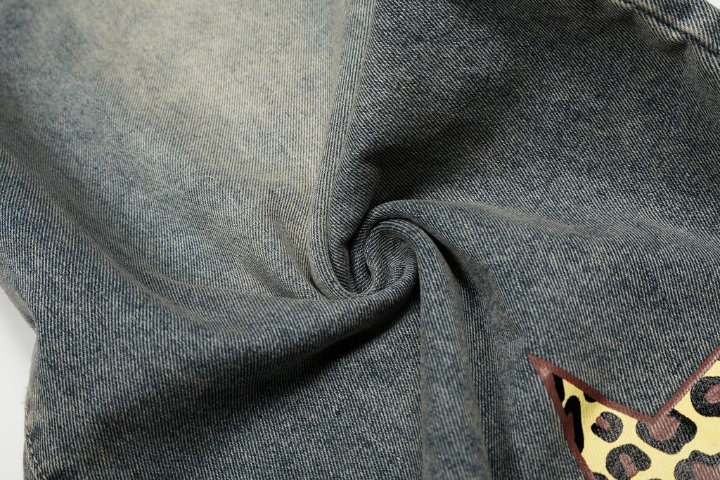 DONOTLOGO Urban Streetwear Collection | Unisex Relaxed Silhouette Jeans | Bold Leopard Star Motif & Soft Denim Fabric