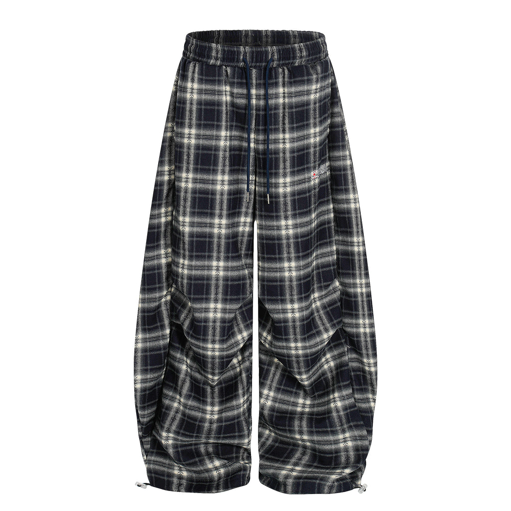 DONOTLOGO Urban Streetwear Collection | Unisex Relaxed Silhouette Plaid Pants | Bold Checkered Motif & Soft Cotton Knit Fabric
