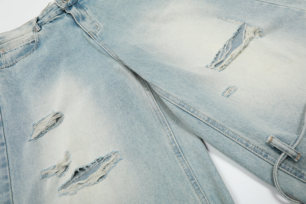 DONOTLOGO Urban Heritage Collection | Unisex Oversized Cropped Denim | Retro Aesthetic High-Rise Wide-Leg Bottoms with Authentic Fade Detail