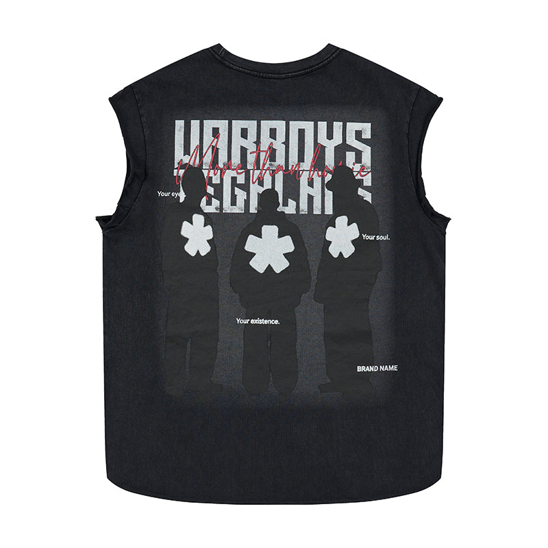 DONOTLOGO ROCK Graphic Distressed Tank Top | Washed, Oversized Sleeveless Tee for Men | Summer Must-Have