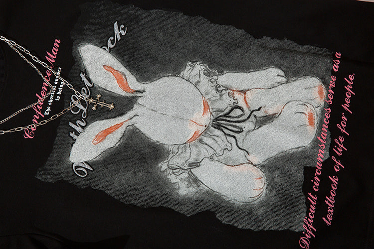 DONOTLOGO Dark Aesthetic Rabbit Print Tee | Unisex Y2K Oversized Streetwear Top | Retro High Street Summer Shirt