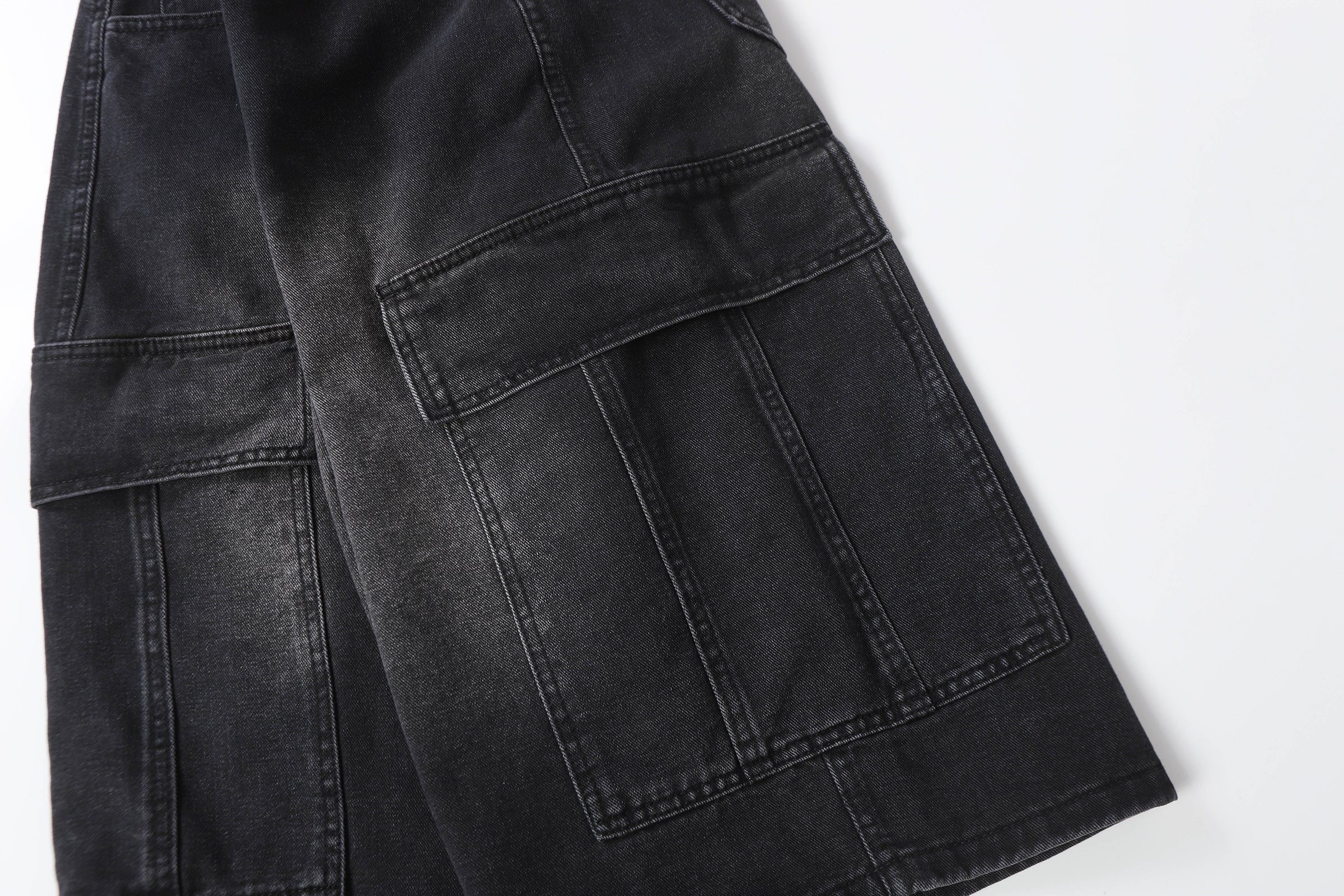DONOTLOGO Retro Blue Cargo Jean Shorts | Unisex Y2K Wide Leg Denim Shorts with Functional Pockets | High Street Relaxed Fit Bottoms
