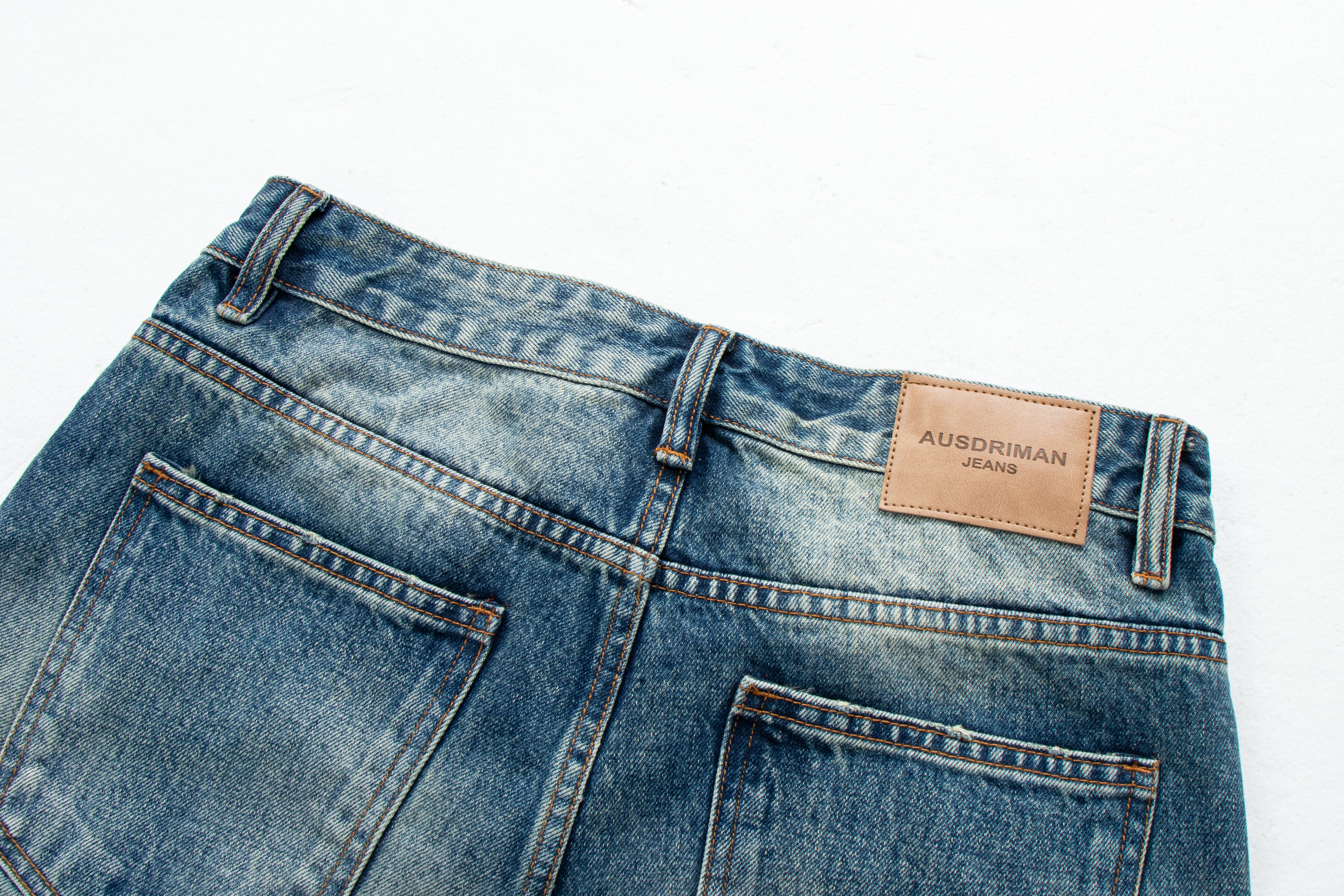 Vintage Distressed Straight-Leg Denim Jeans