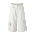 DONOTLOGO Retro Double Waistband Baggy Cargo Jorts | Unisex Y2K Wide Leg Cropped Pants | High Street Summer Bottoms