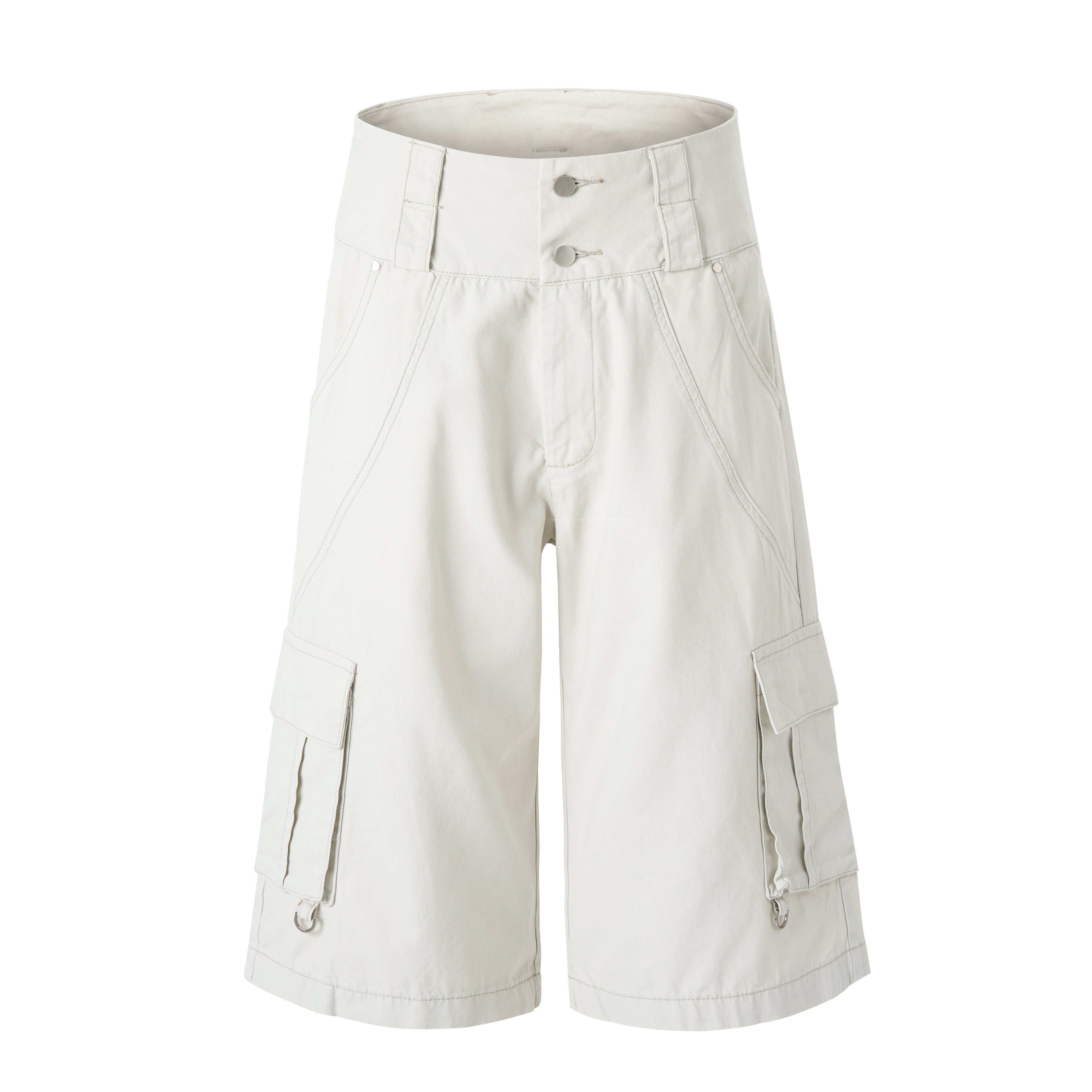 DONOTLOGO Retro Double Waistband Baggy Cargo Jorts | Unisex Y2K Wide Leg Cropped Pants | High Street Summer Bottoms