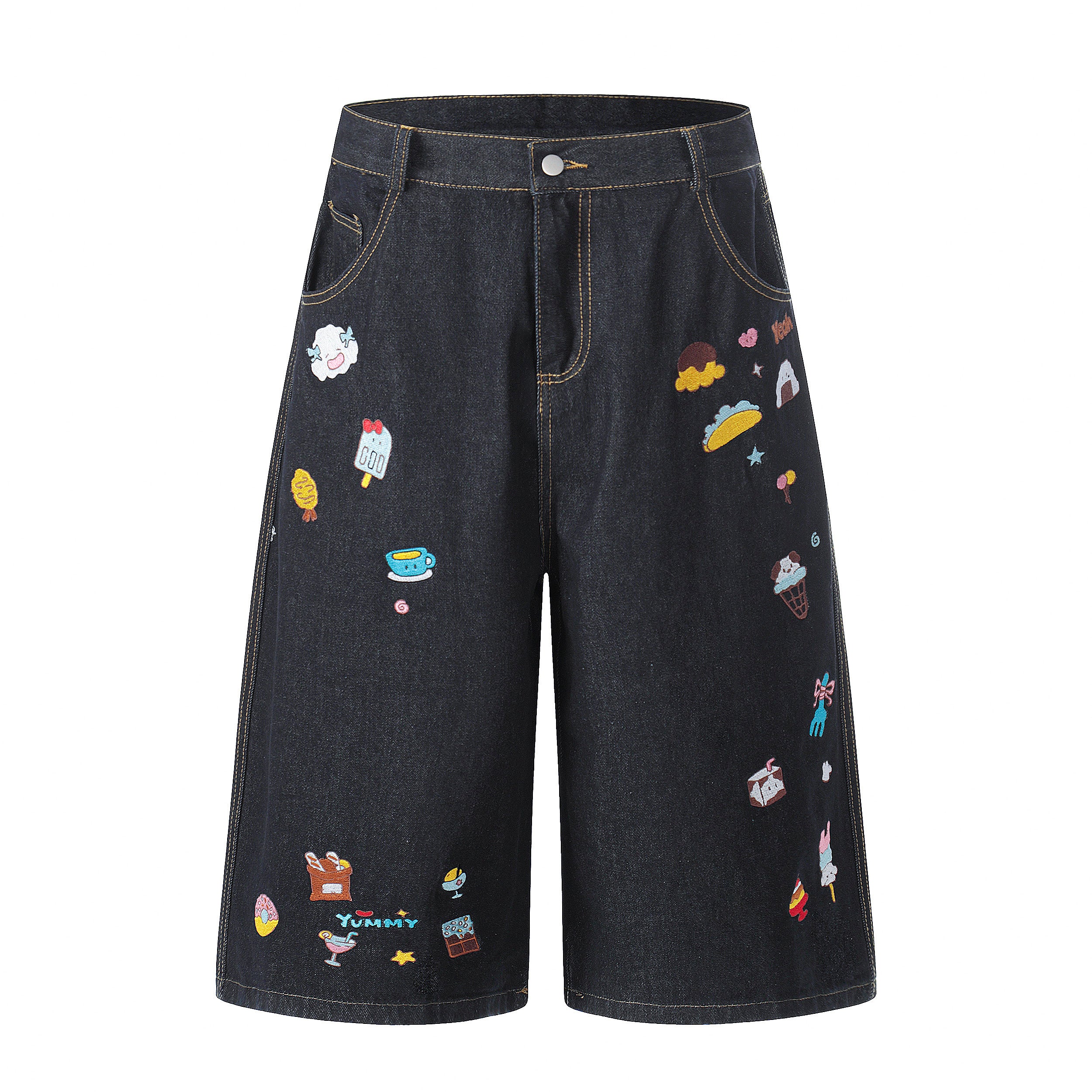 Unisex Cartoon Embroidered Denim