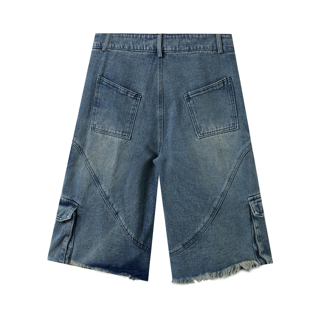 DONOTLOGO Heavy Acid Wash Baggy Cargo Jorts | Unisex Y2K Wide Leg Denim Shorts | Retro High Street Summer Bottoms