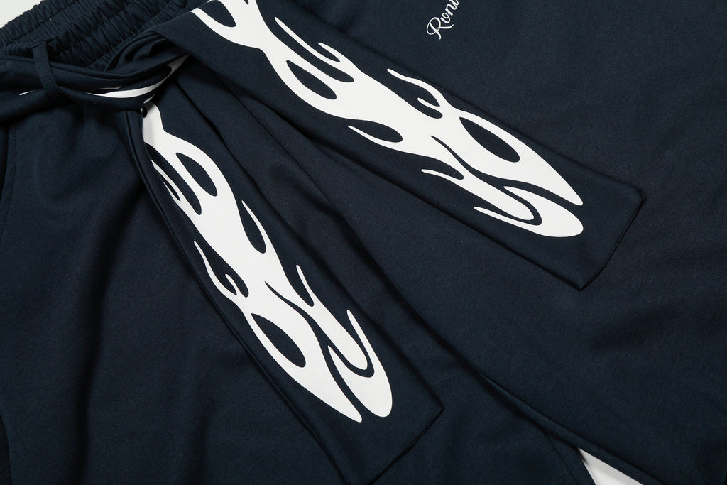 DONOTLOGO Urban Streetwear Collection | Unisex Relaxed Silhouette Sweatpants | Bold Flame Motif & Soft Cotton Knit Fabric