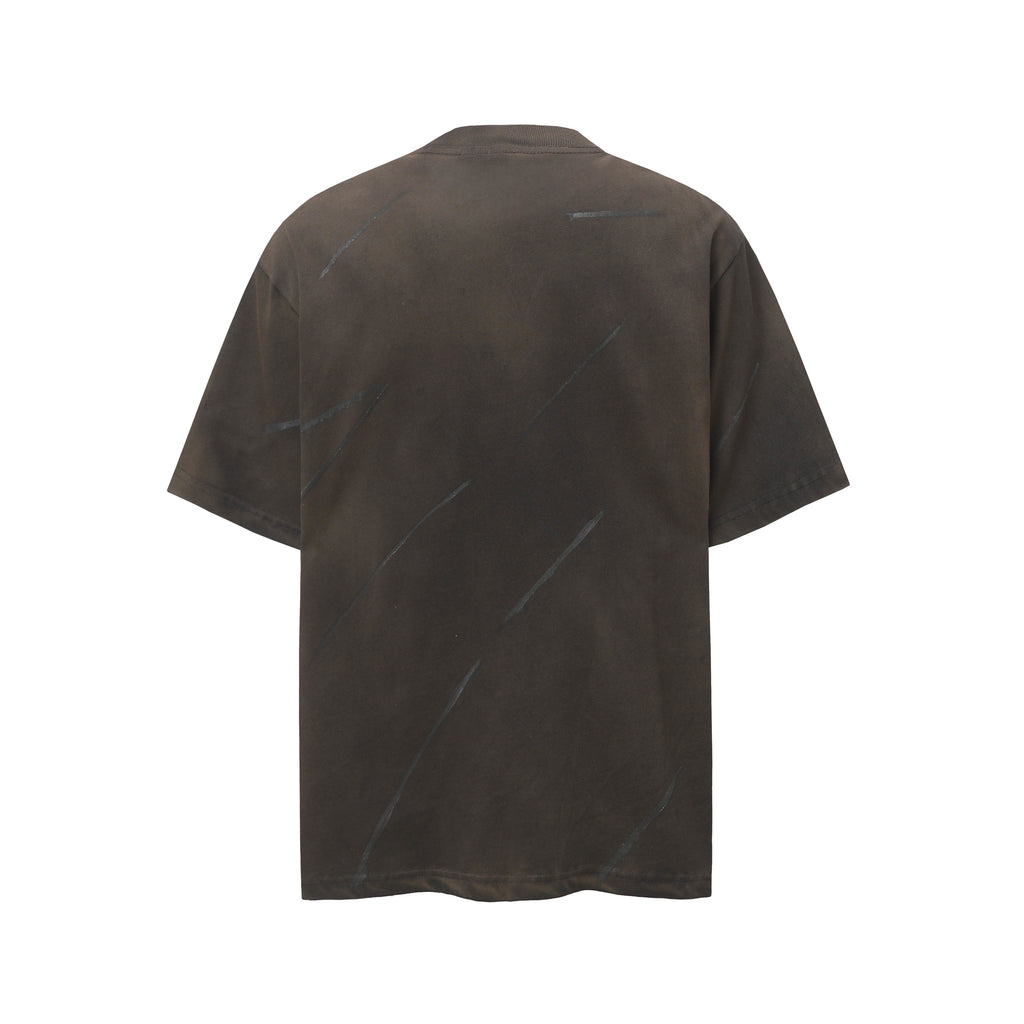 DONOTLOGO Urban Grunge Collection | Unisex Relaxed Fit Tee | Bold Camo Letter Appliqué & Scratch Motif with Soft Cotton Fabric
