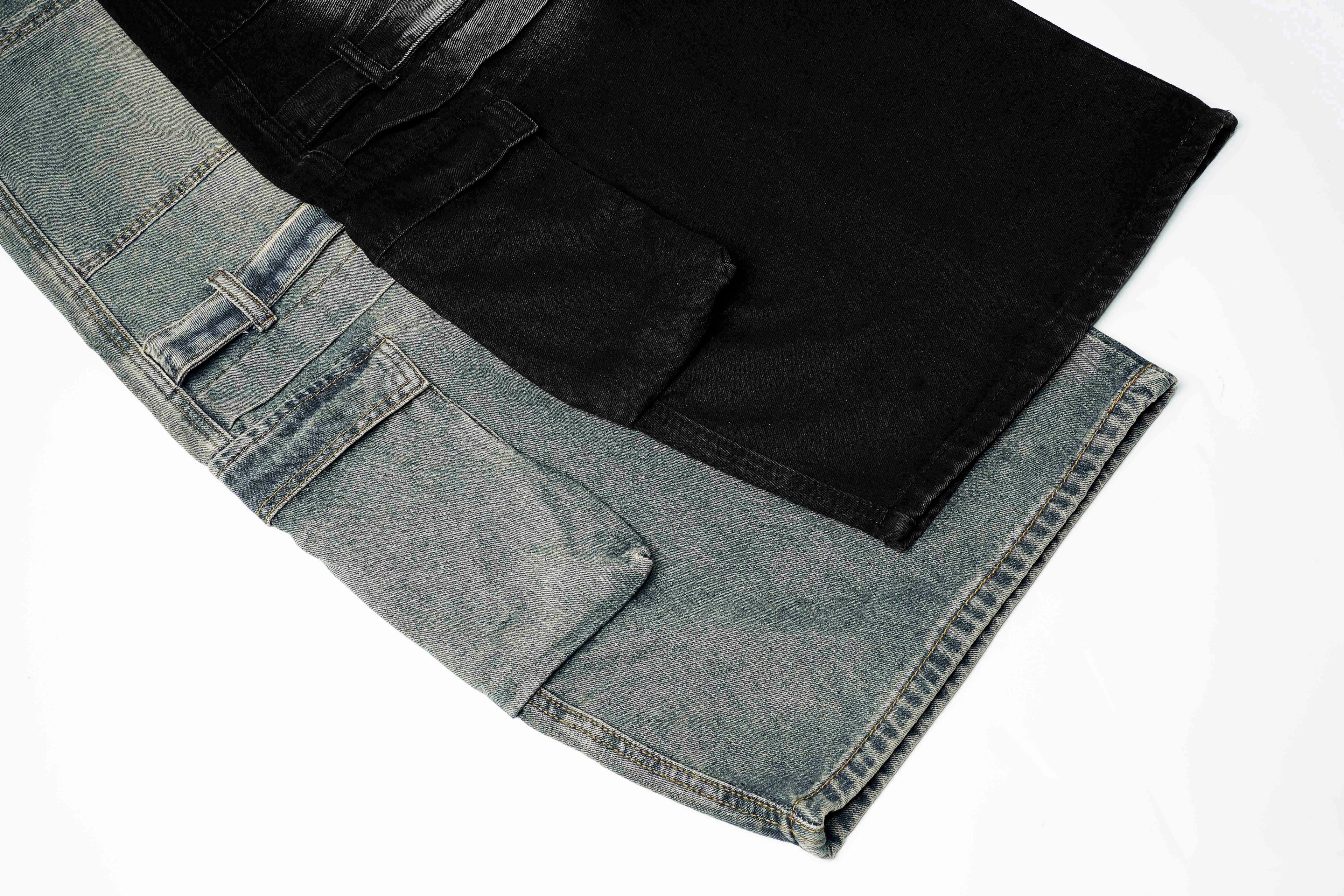 DONOTLOGO Deconstructed Arc Seam Denim - Oversized Patchwork Cargo Pants with Distressed Wash - Avant-Garde Wide Leg Trousers for Men