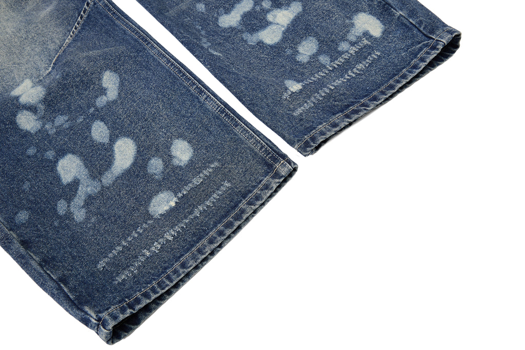 Unisex Eyelet Splashed Design Denim Jeans