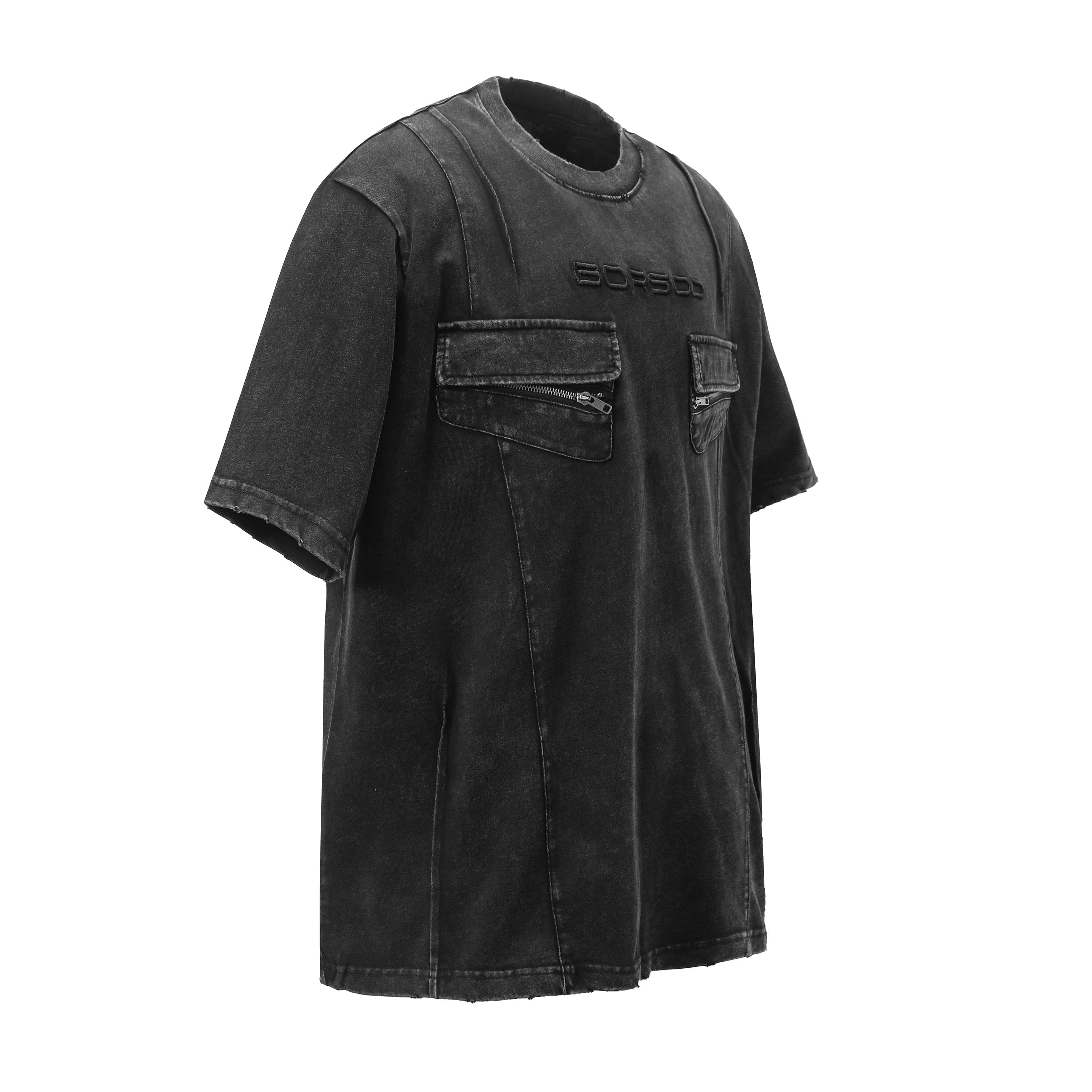 DONOTLOGO Urban Utility Collection | Unisex Relaxed Fit Tee | Bold Zippered Pocket Detail & Embossed Branding with Heavyweight Cotton Fabric